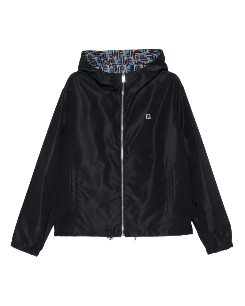 Fendi Kapuzenjacke mit Logo-Schild - Blau Blau