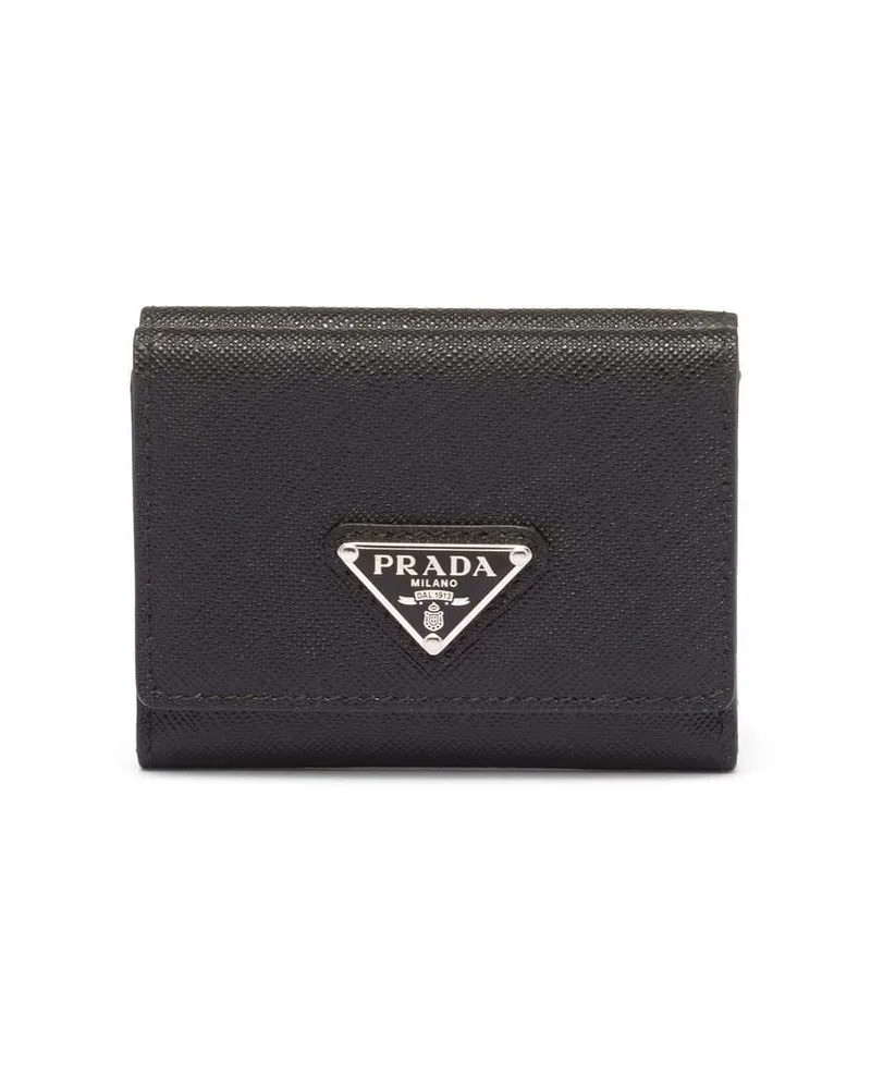 Prada Kleines Portemonnaie mit Logo-Schild - Schwarz Schwarz