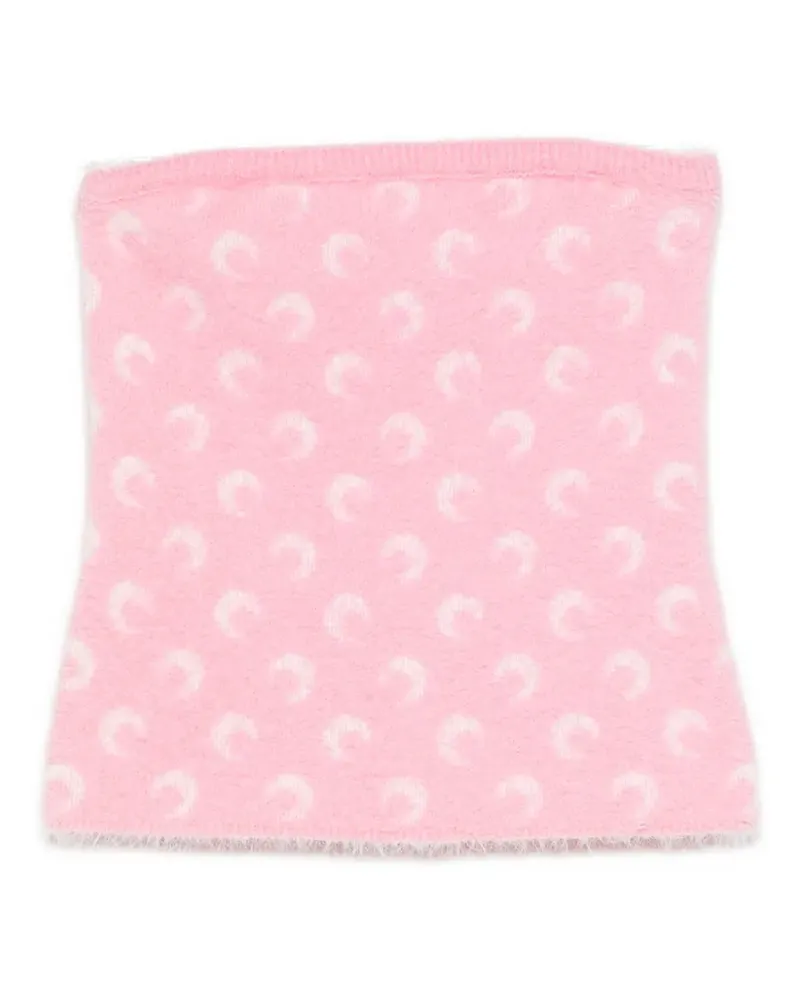 Marine Serre fluffy Moon jacquard knit bustier top - Rosa Rosa