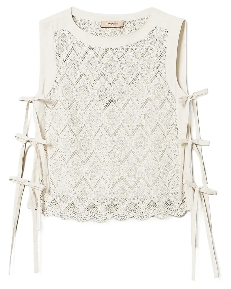 Twin-Set Top mit Spitze - Nude Nude