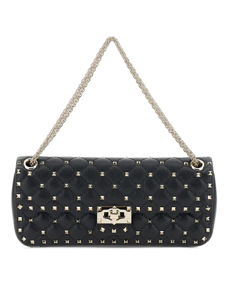 Valentino Garavani Mittelgroße Rockstud Spike Schultertasche aus Ziegenleder - Schwarz Schwarz
