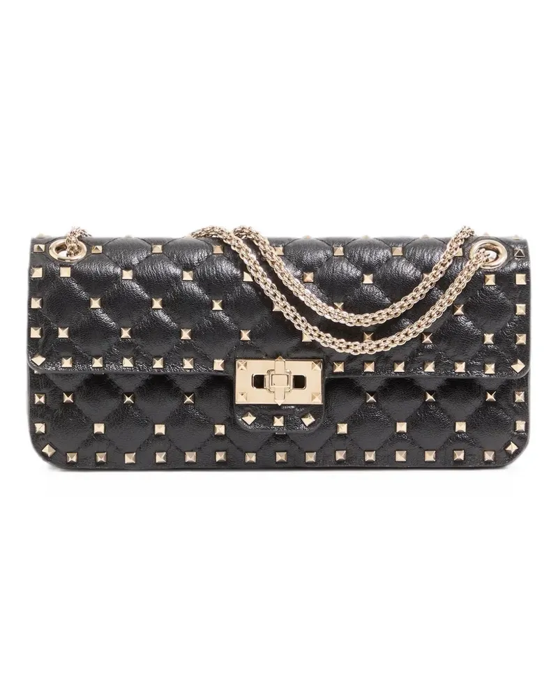 Valentino Garavani Mittelgroße Rockstud Spike Schultertasche aus Ziegenleder - Schwarz Schwarz