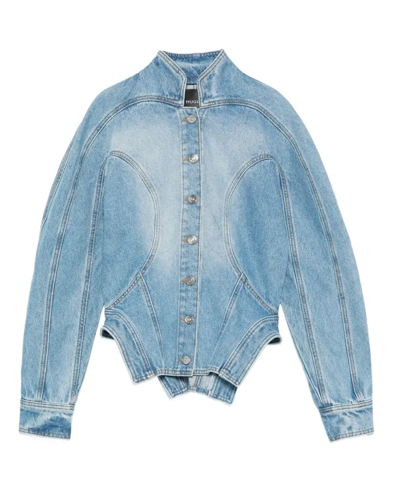 Thierry Mugler Jeansjacke mit Knopfverschluss - Blau Blau