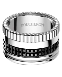 Boucheron Großer 18kt 'Quatre Black Edition' Weißgoldring Silber