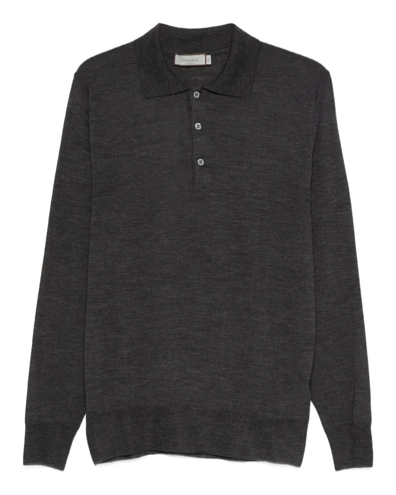 Canali Poloshirt mit Knopfleiste - Grau Grau