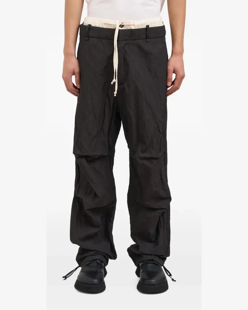 Masnada Hose im Layering-Look mit Kordelzug - Schwarz Schwarz