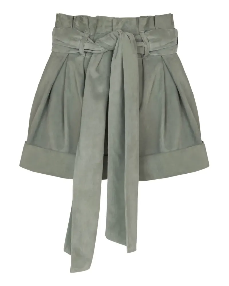 Balmain Ledershorts mit Schnürung - Grün Grün