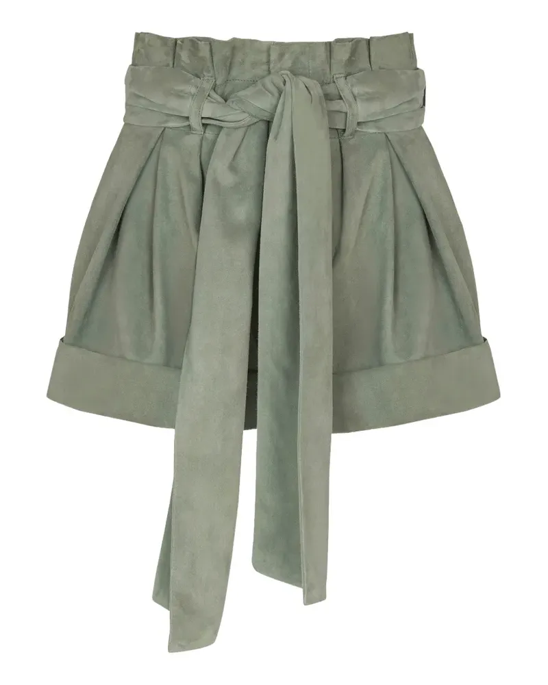 Balmain Ledershorts mit Schnürung - Grün Grün