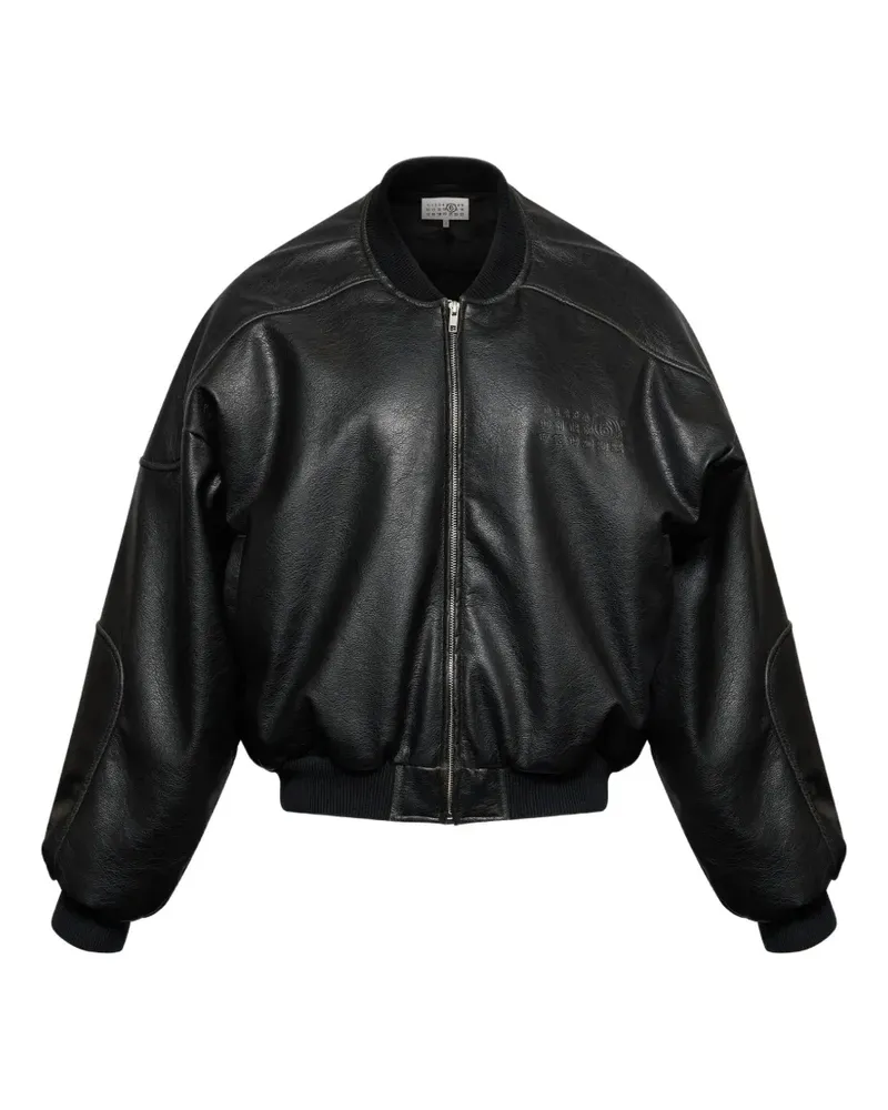 Maison Margiela faux leather jacket with rib-knit trim - Schwarz Schwarz