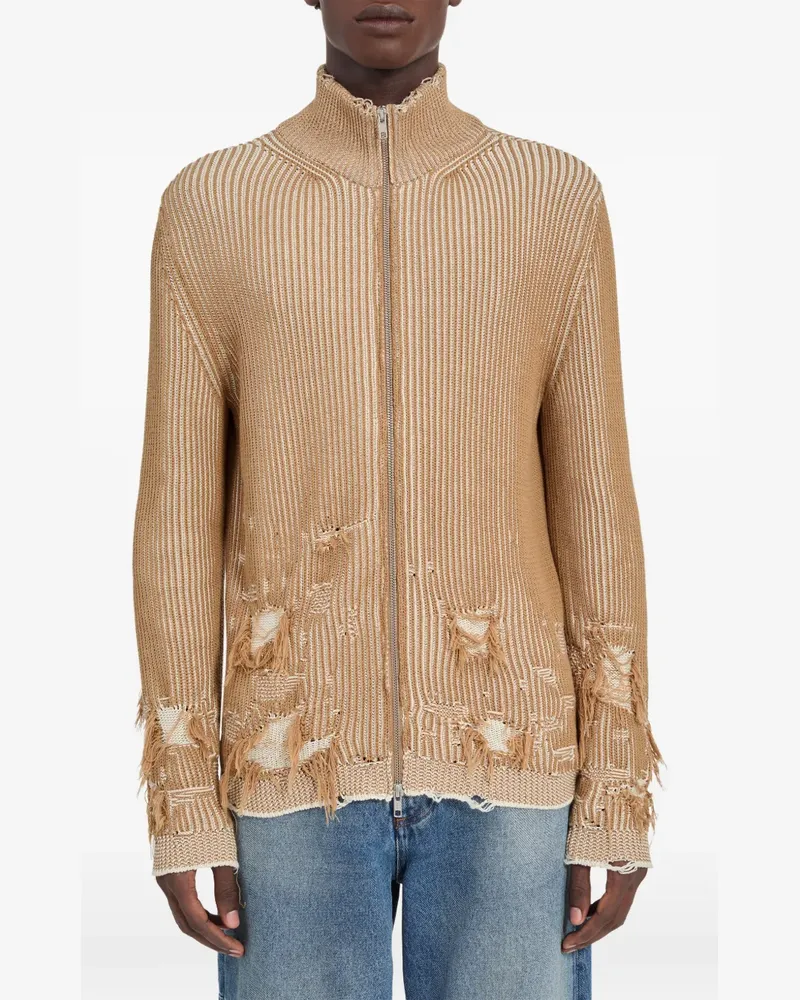 Maison Margiela Gerippter Cardigan im Distressed-Look - Nude Nude