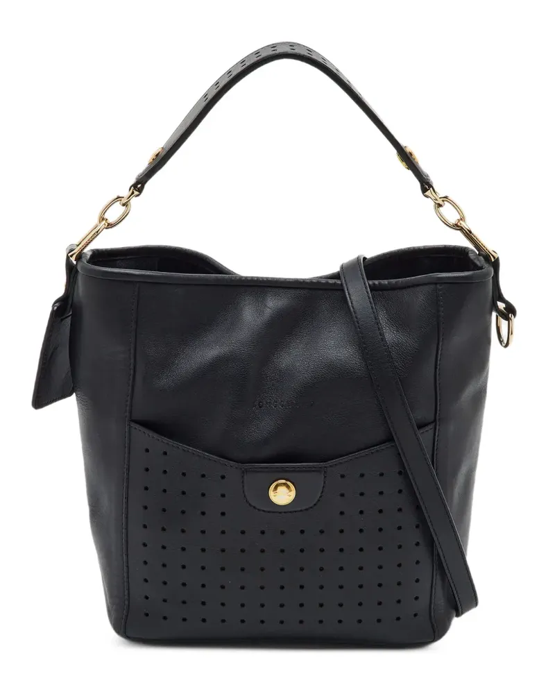 Longchamp Perforierte Bucket-Schultertasche - Schwarz Schwarz