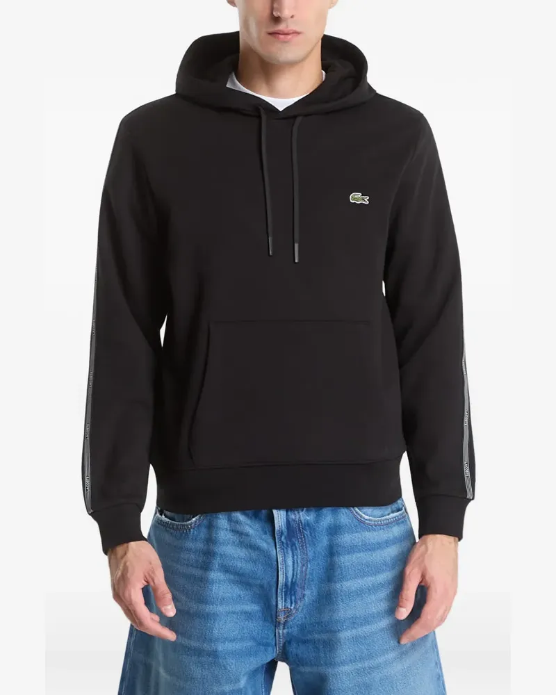 Lacoste logo-patch tape-detail hoodie - Schwarz Schwarz
