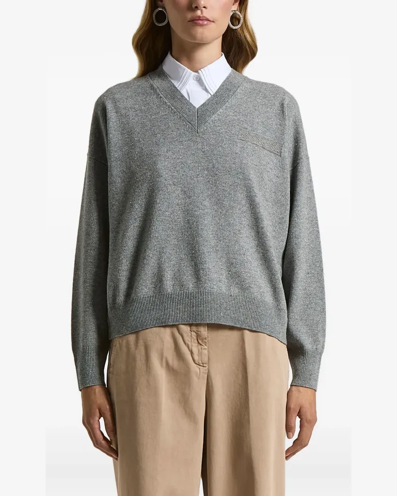 Peserico Pullover mit V-Ausschnitt - Grau Grau