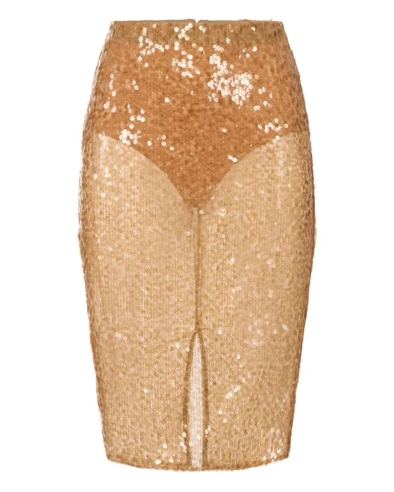 Elisabetta Franchi Midirock mit Pailletten - Nude Nude
