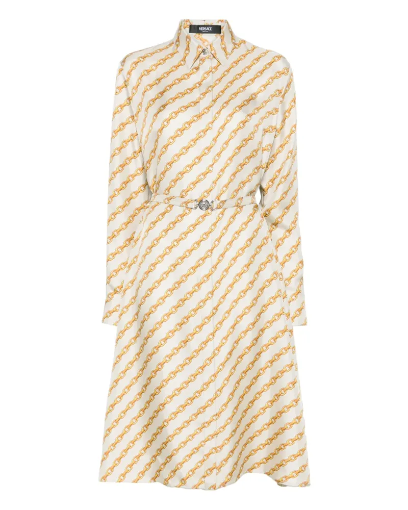 Versace Hemdkleid mit Oblique Chain-Print - Nude Nude