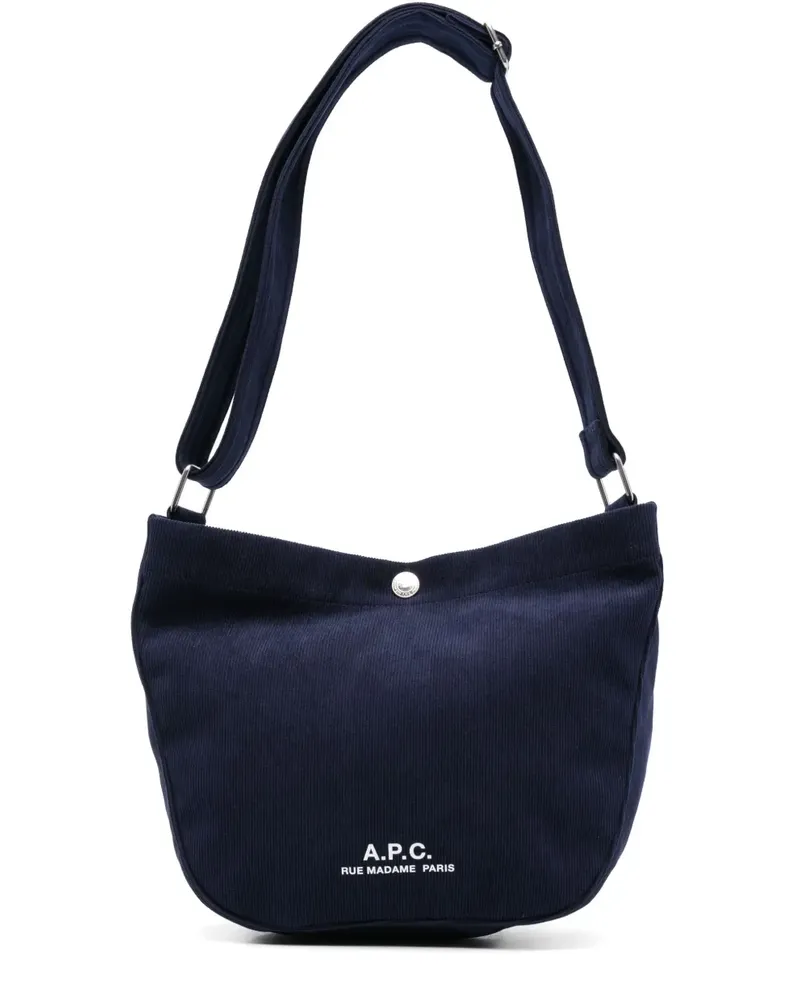 A.P.C. Schultertasche mit Logo-Print - Blau Blau