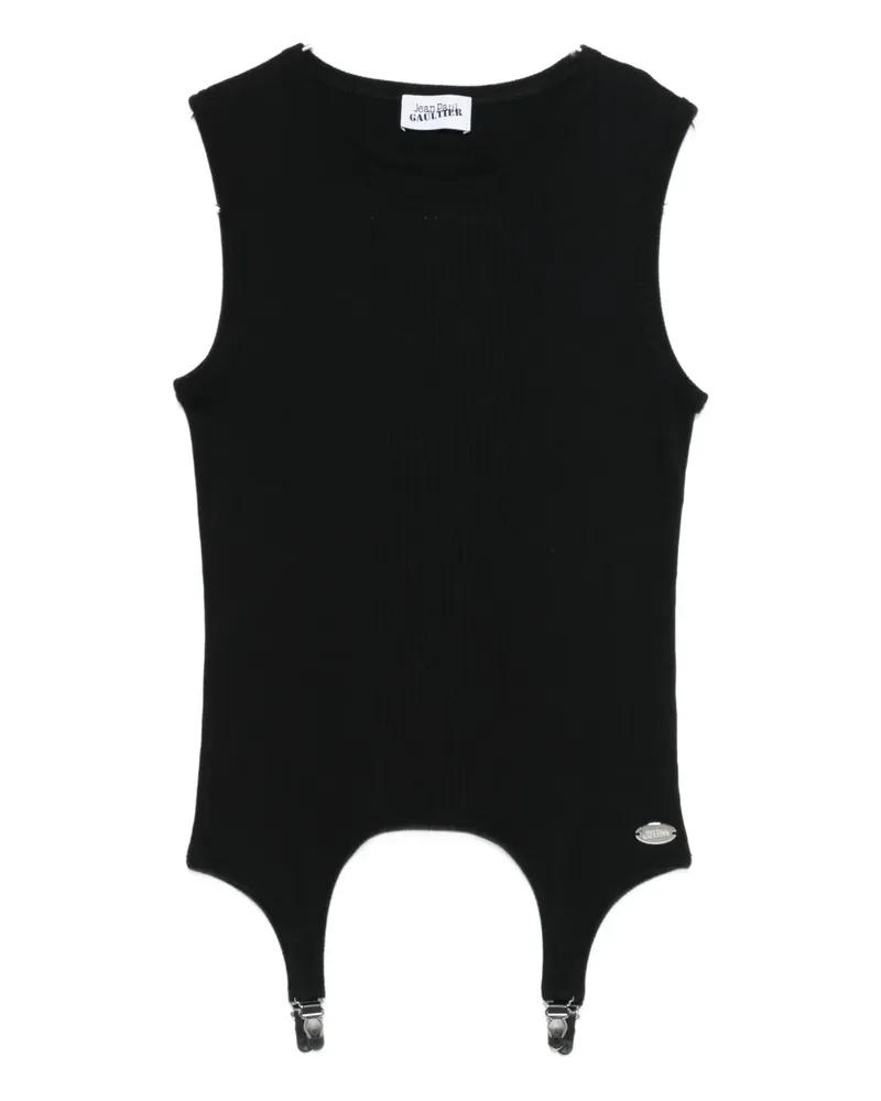 Jean Paul Gaultier suspender ribbed tank top - Schwarz Schwarz