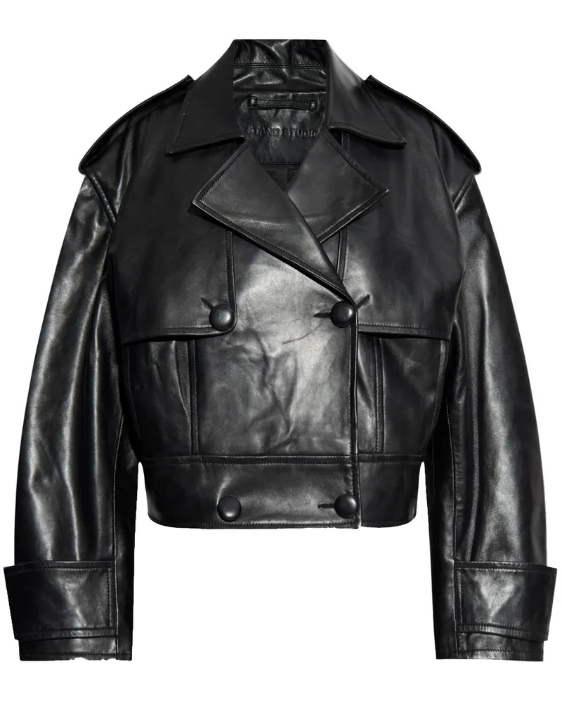 STAND Cropped-Jacke aus Leder - Schwarz Schwarz