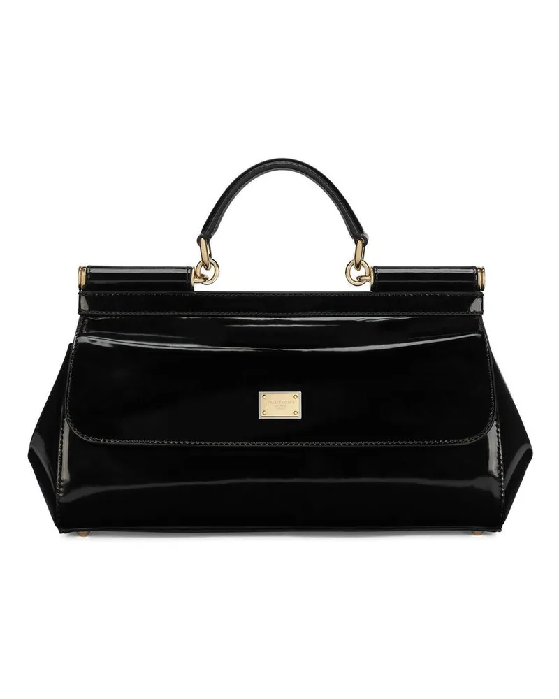 Dolce & Gabbana Sicily Handtasche aus Lackleder - Schwarz Schwarz