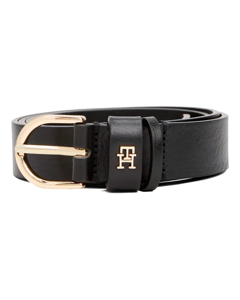Tommy Hilfiger Ledergürtel mit Logo-Schild - Schwarz Schwarz