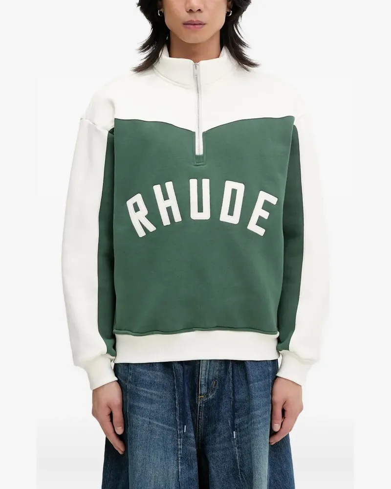 RHUDE Besticktes Sweatshirt in Colour-Block-Optik - Grün Grün