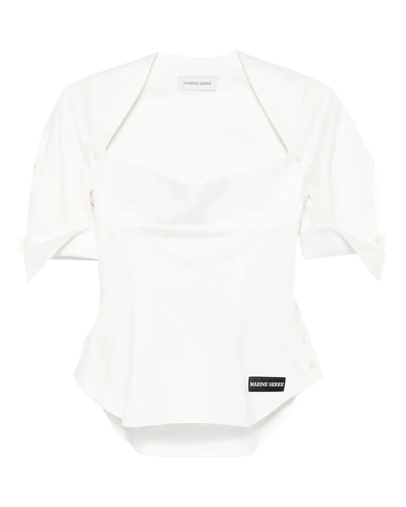 Marine Serre Bluse mit eckigem Ausschnitt - Weiß Weiß