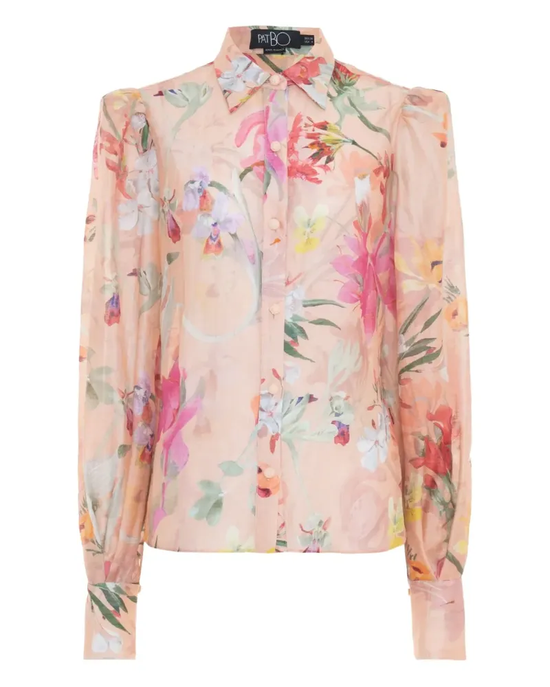 Pat Bo Oberteil mit Blumen-Print - Orange Orange