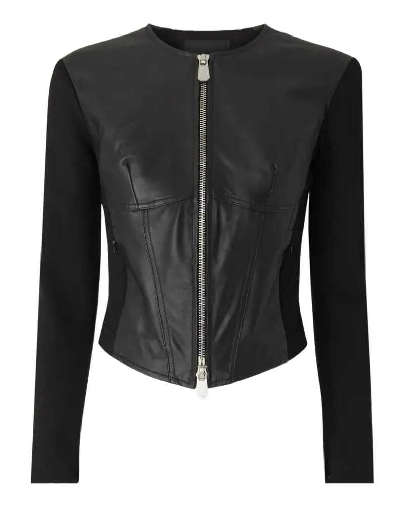 Pinko bustier zip-up leather jacket - Schwarz Schwarz