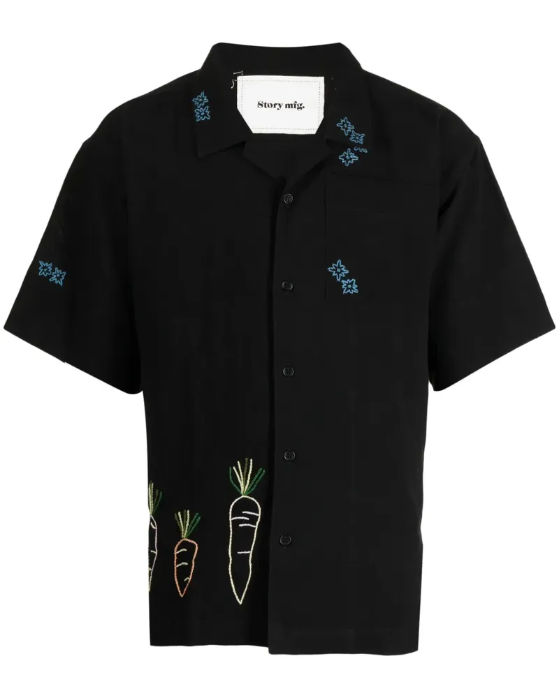 STORY mfg. Hemd mit Stickerei - Schwarz Schwarz