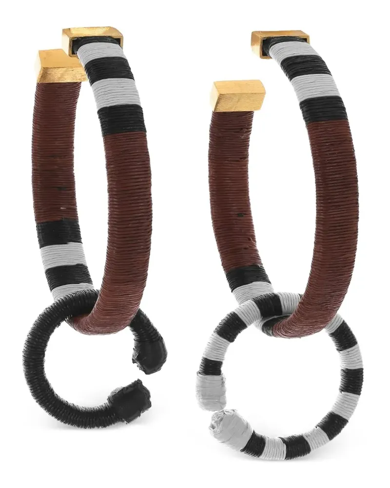 Johanna Ortiz Color Parallelism striped hoop earrings - Braun Braun