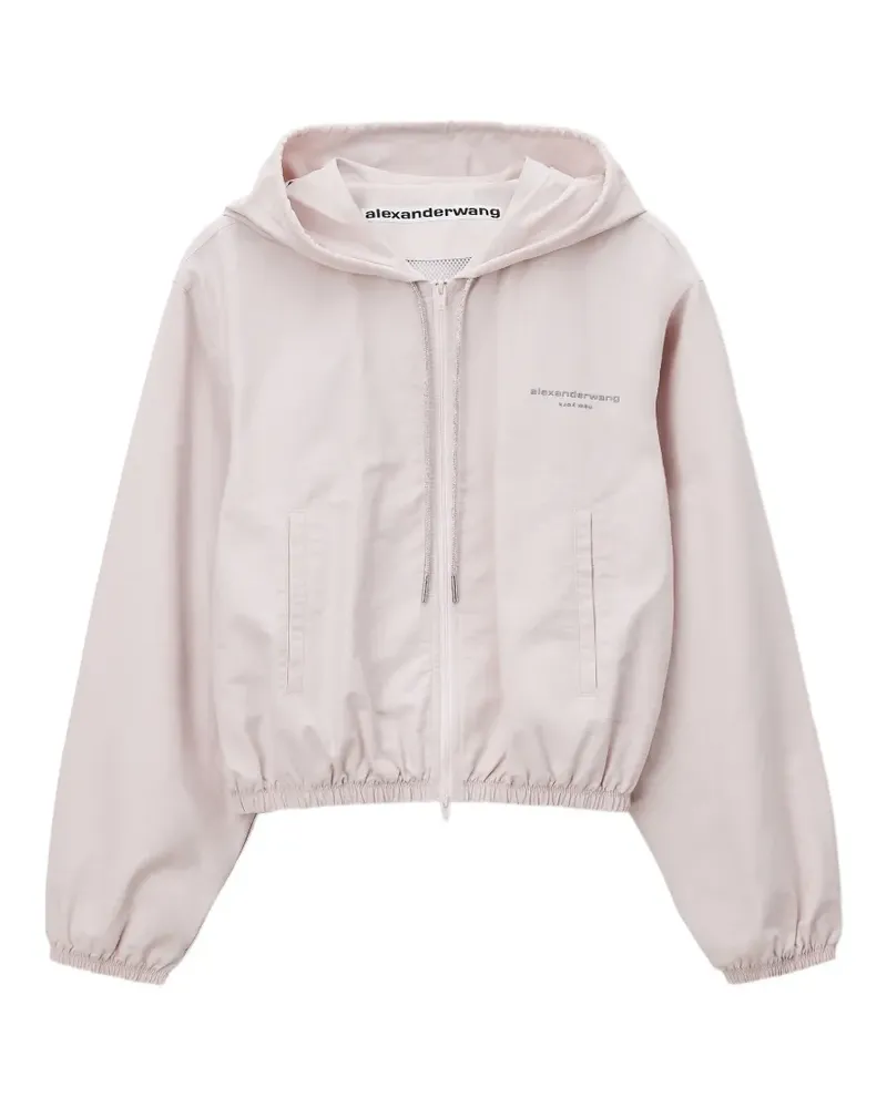 Alexander Wang crystal hotfix drawcord Shrunken hoodie jacket - Rosa Rosa