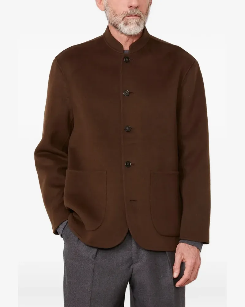 Officine Generale Simão mandarin-collar wool jacket - Braun Braun