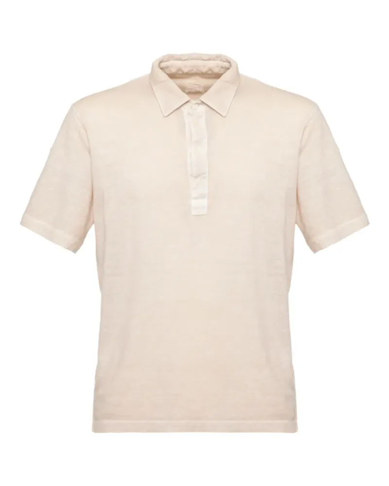 120% Lino Poloshirt mit kurzen Ärmeln - Nude Nude