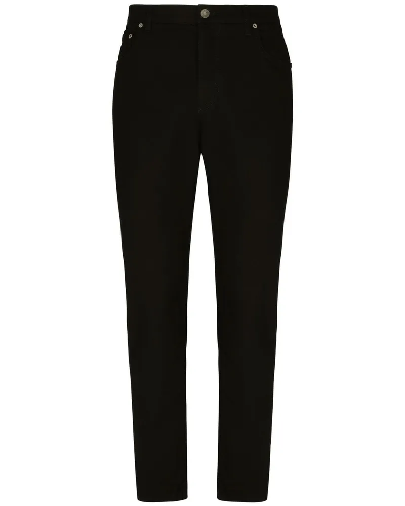 Dolce & Gabbana Tapered-Jeans mit Logo-Applikation - Schwarz Schwarz