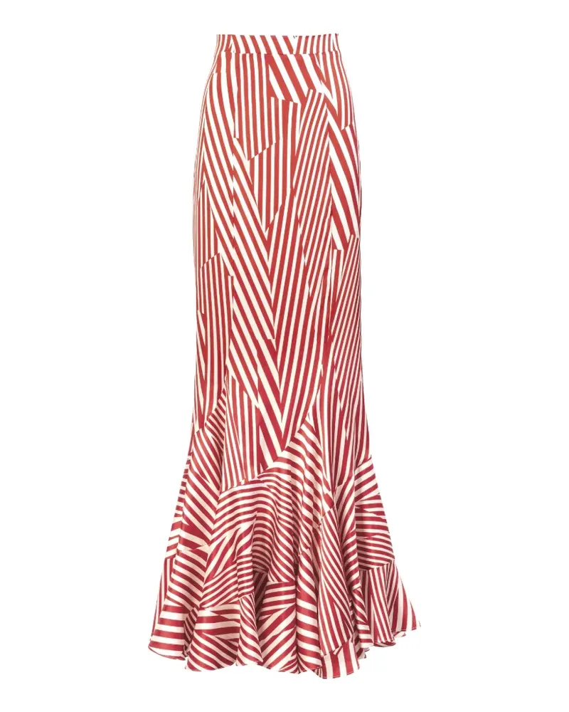 Silvia Tcherassi Gestreifter Florina Maxirock mit Rüschen - Rot Rot