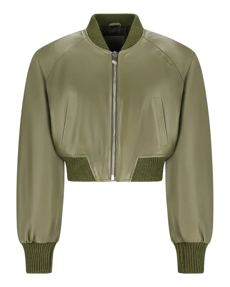 ATTICO cropped leather bomber jacket - Grün Grün