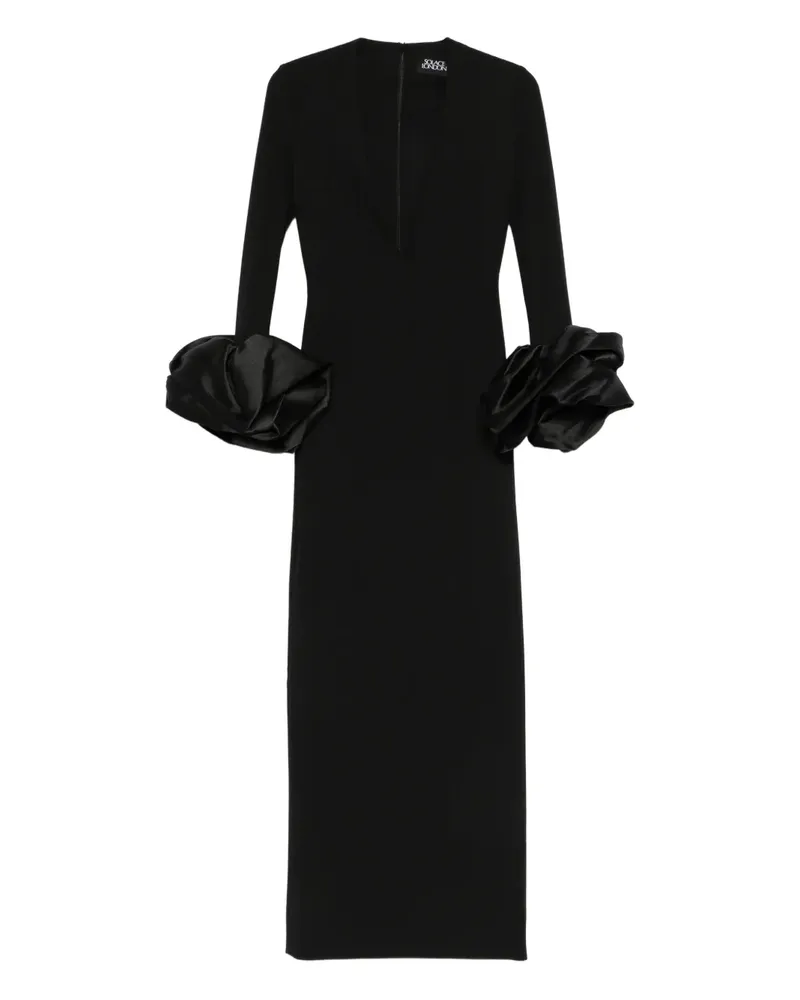 Solace London V-neck ruffled dress - Schwarz Schwarz