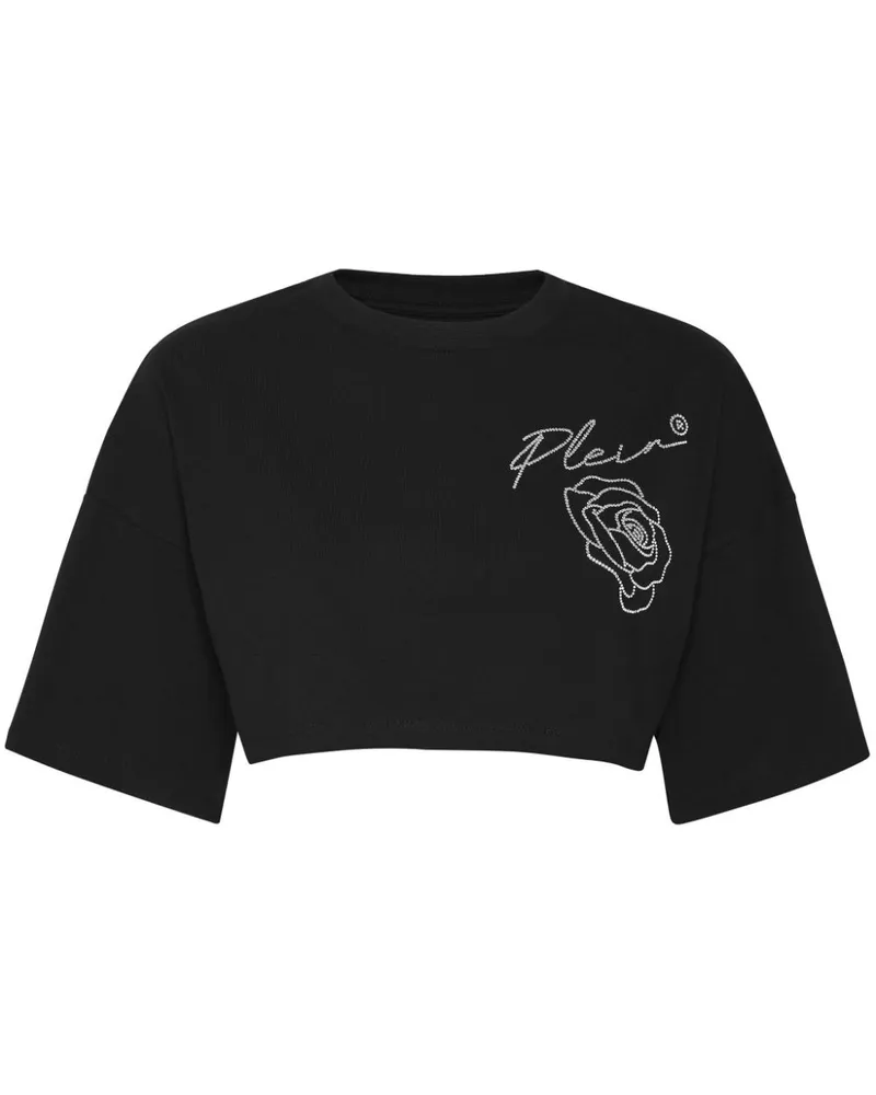 Philipp Plein Roses Cropped-Top - Schwarz Schwarz