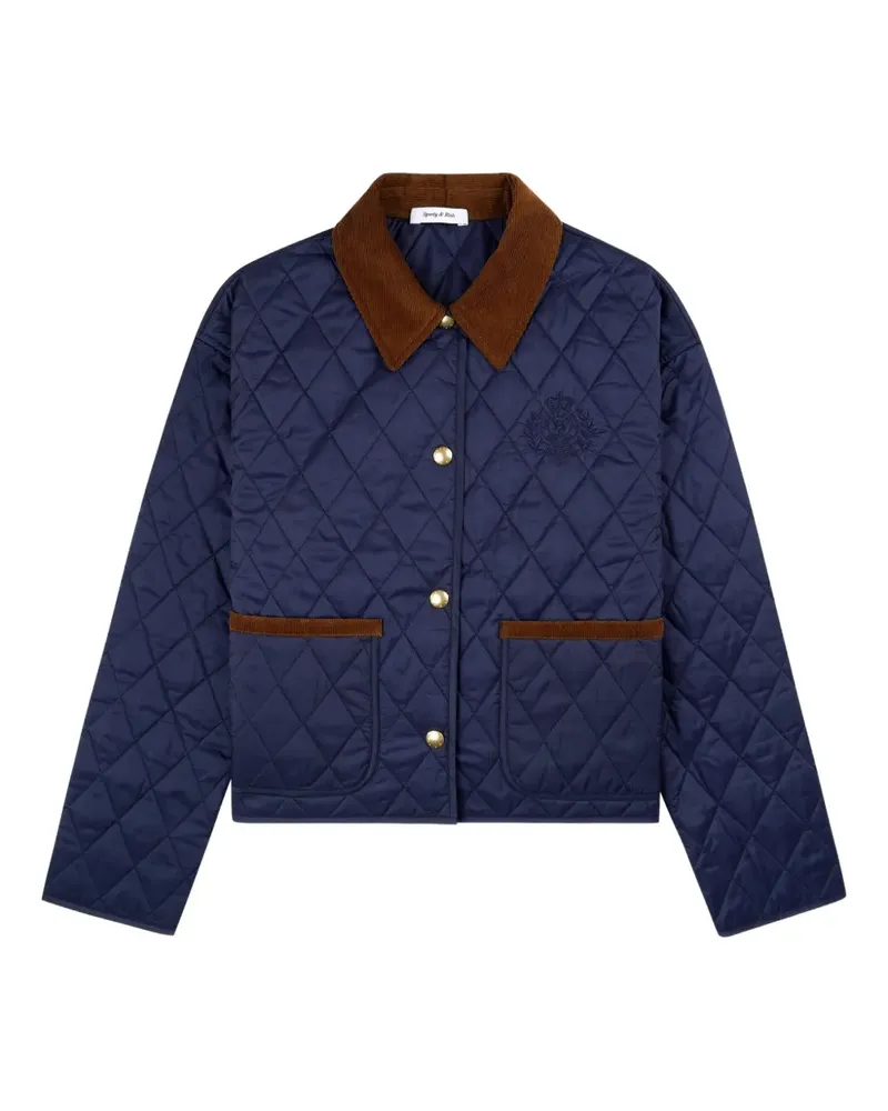 SPORTY & RICH Gesteppte Jacke mit Cordkragen - Blau Blau