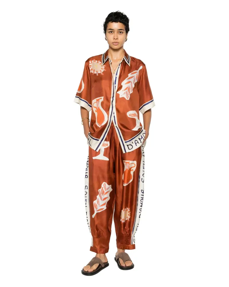 ALEMAIS Soleil D´Amour print trousers - Braun Braun