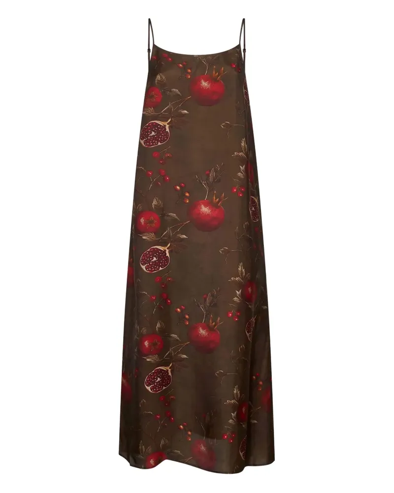 Uma Wang Anaya Midikleid mit Granatapfel-Print - Braun Braun