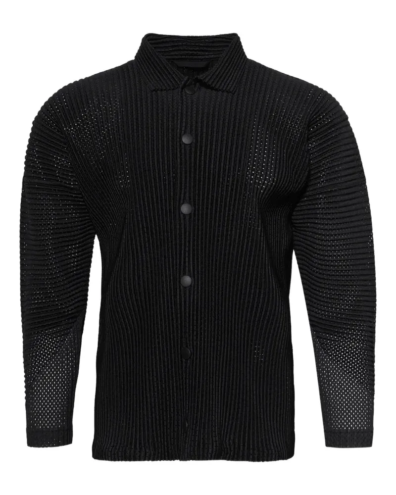 Issey Miyake Plissierte Hemdjacke - Schwarz Schwarz
