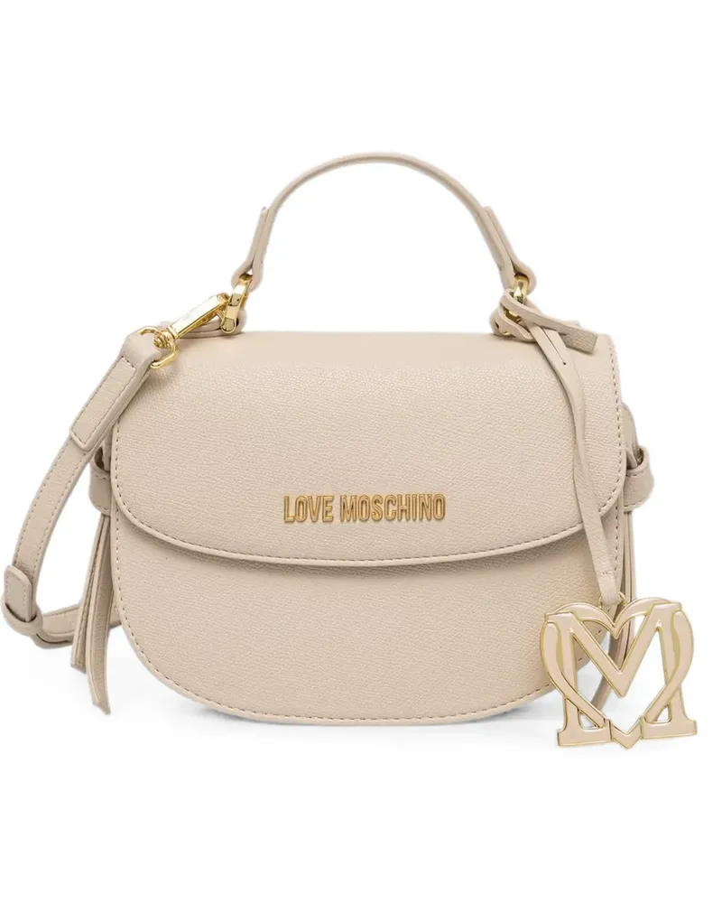 Moschino logo-plaque heart-charm tote bag - Nude Nude