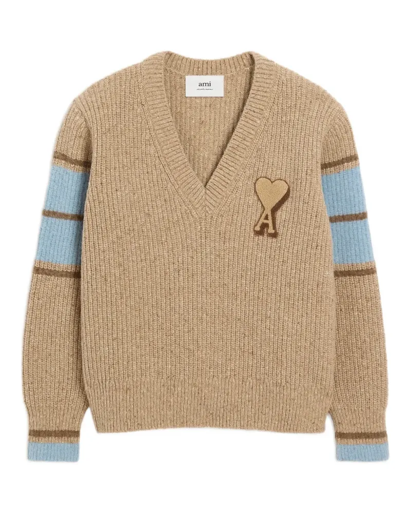 AMI Paris Pullover mit V-Ausschnitt - Nude Nude