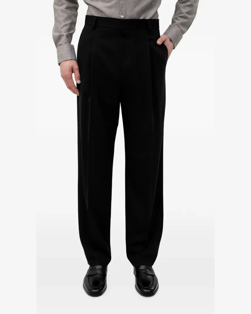 HUGO BOSS pleated straight-leg trousers - Schwarz Schwarz
