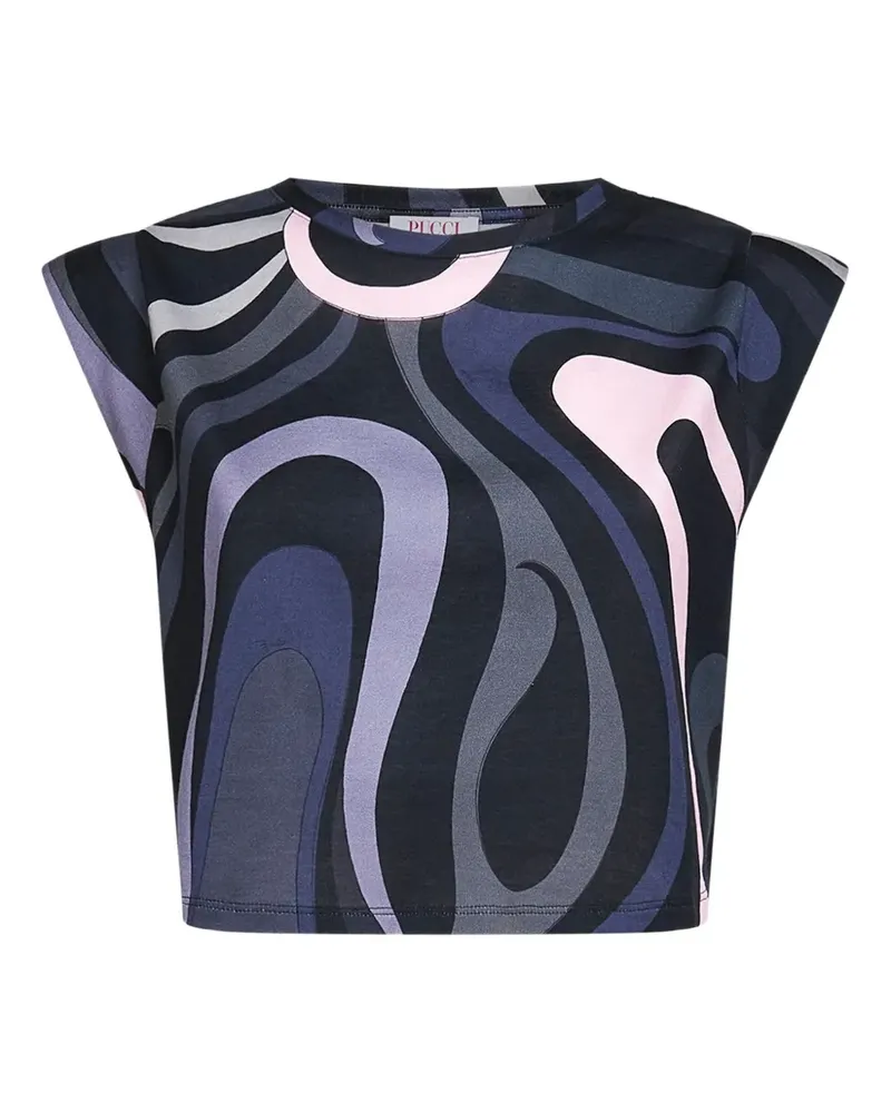 Emilio Pucci Marmo print cap-sleeves T-shiert - Schwarz Schwarz
