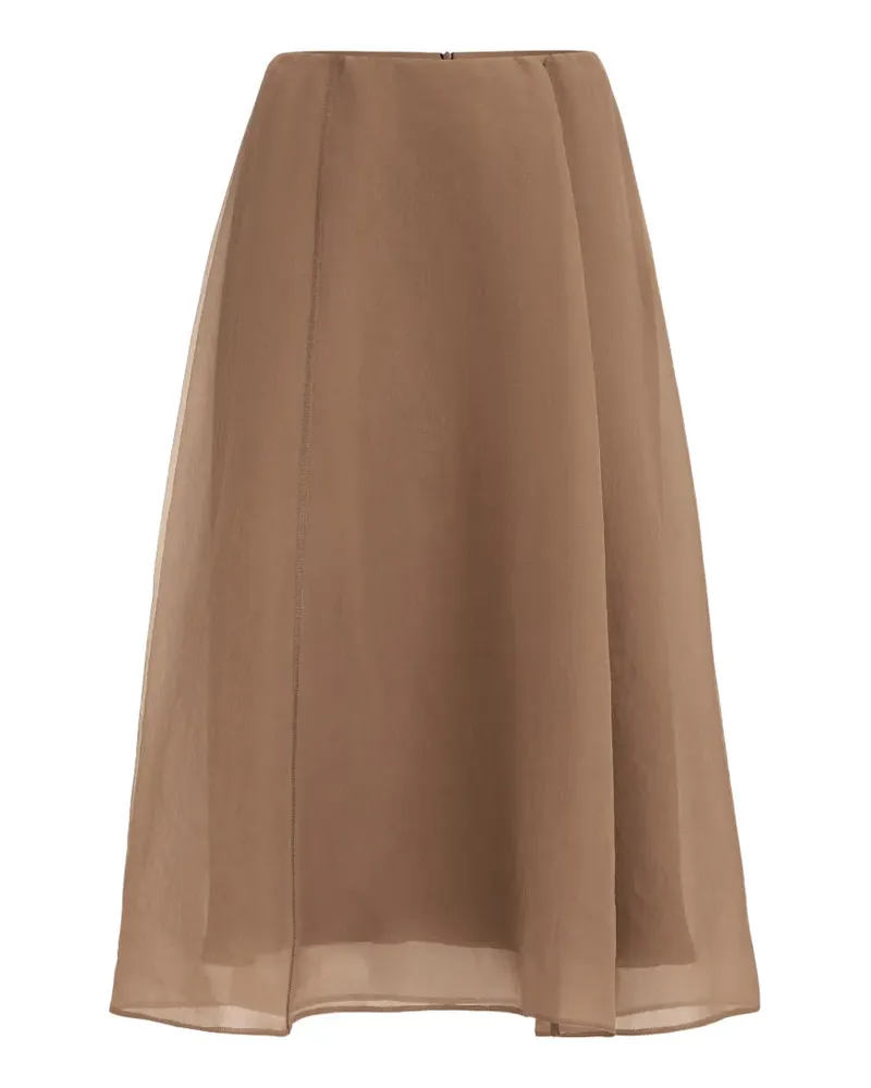 Brunello Cucinelli Seidenrock in A-Linie - Nude Nude