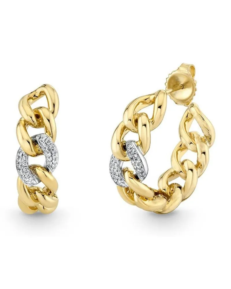 Sydney Evan Kleine 14kt Single Link Gelbgoldcreolen mit Diamanten Gold