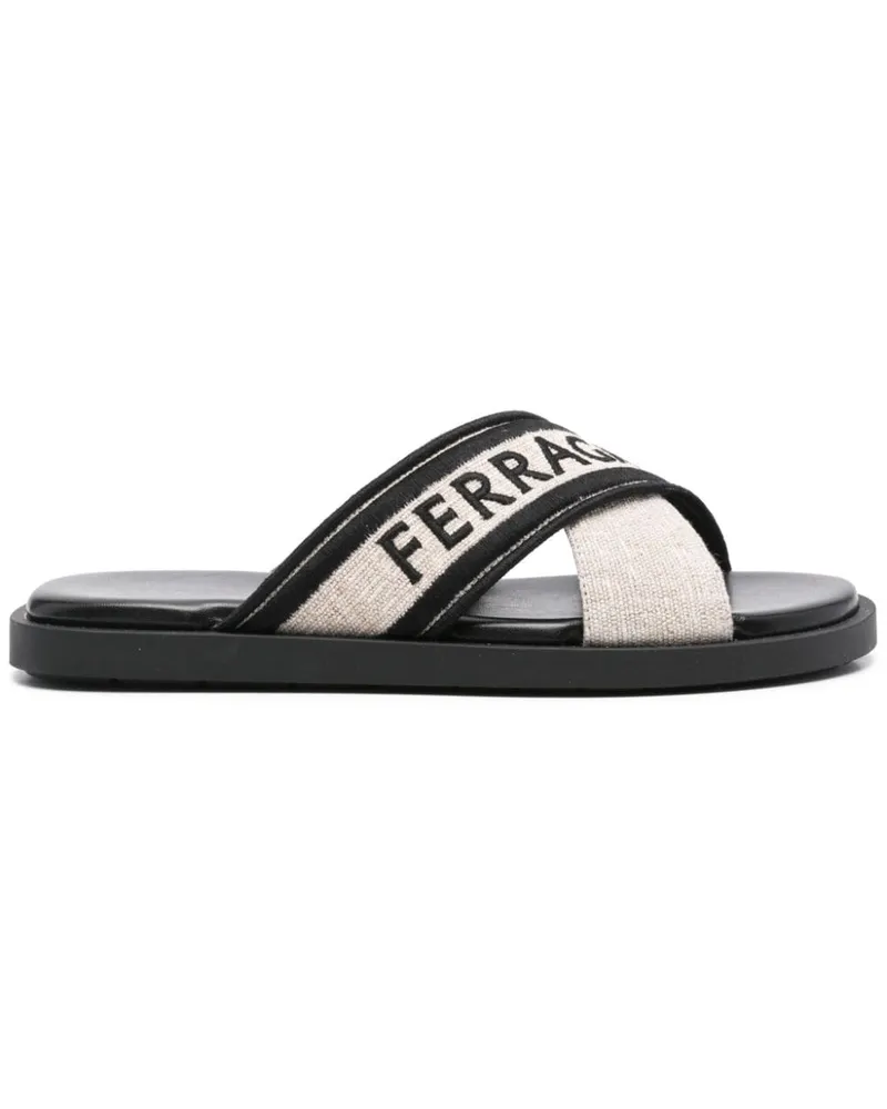 Ferragamo Sandalen mit Logo-Stickerei - Schwarz Schwarz