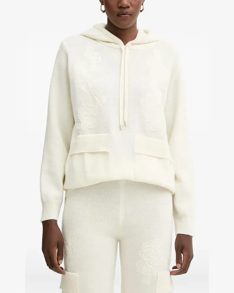 Ermanno Scervino lace-embroidered sequinned hoodie - Nude Nude